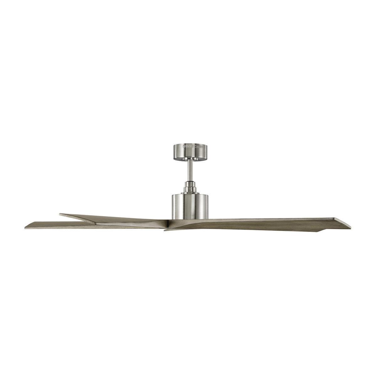 Aspen 56 Inch Ceiling Fan with Remote, Brushed Steel with Light Grey Weathered Oak Blades - Bees Lighting