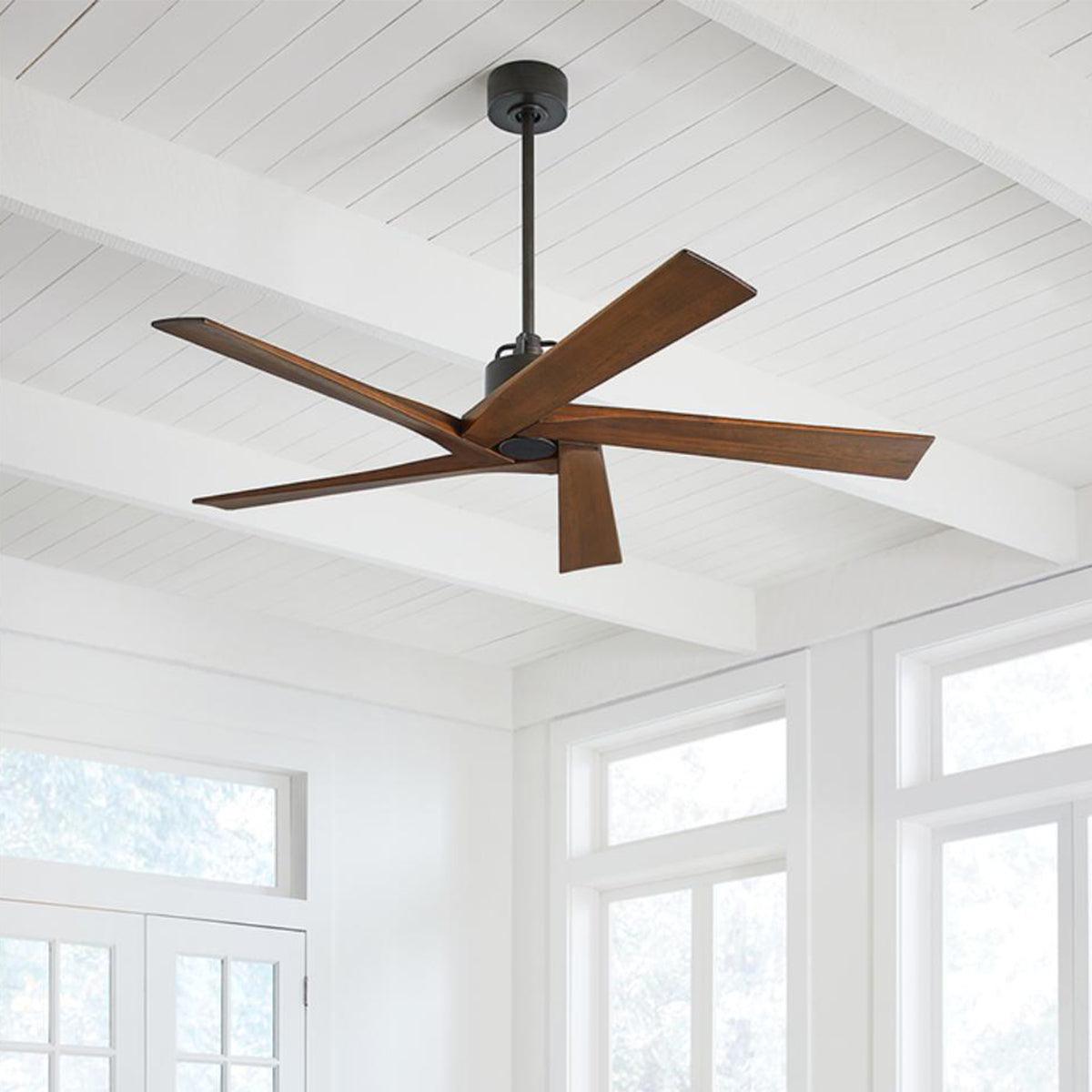 Aspen 70 Inch Ceiling Fan with Remote, Aged Pewter with Dark Walnut Blades - Bees Lighting
