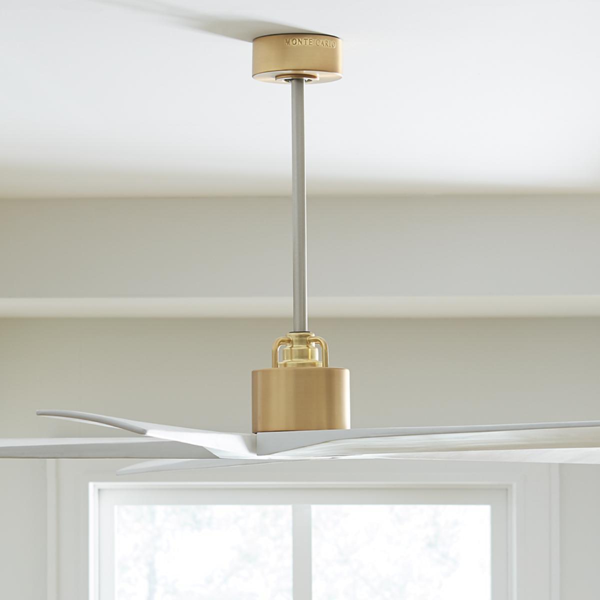 Aspen 70 Inch Ceiling Fan with Remote, Burnished Brass with Matte White Blades - Bees Lighting