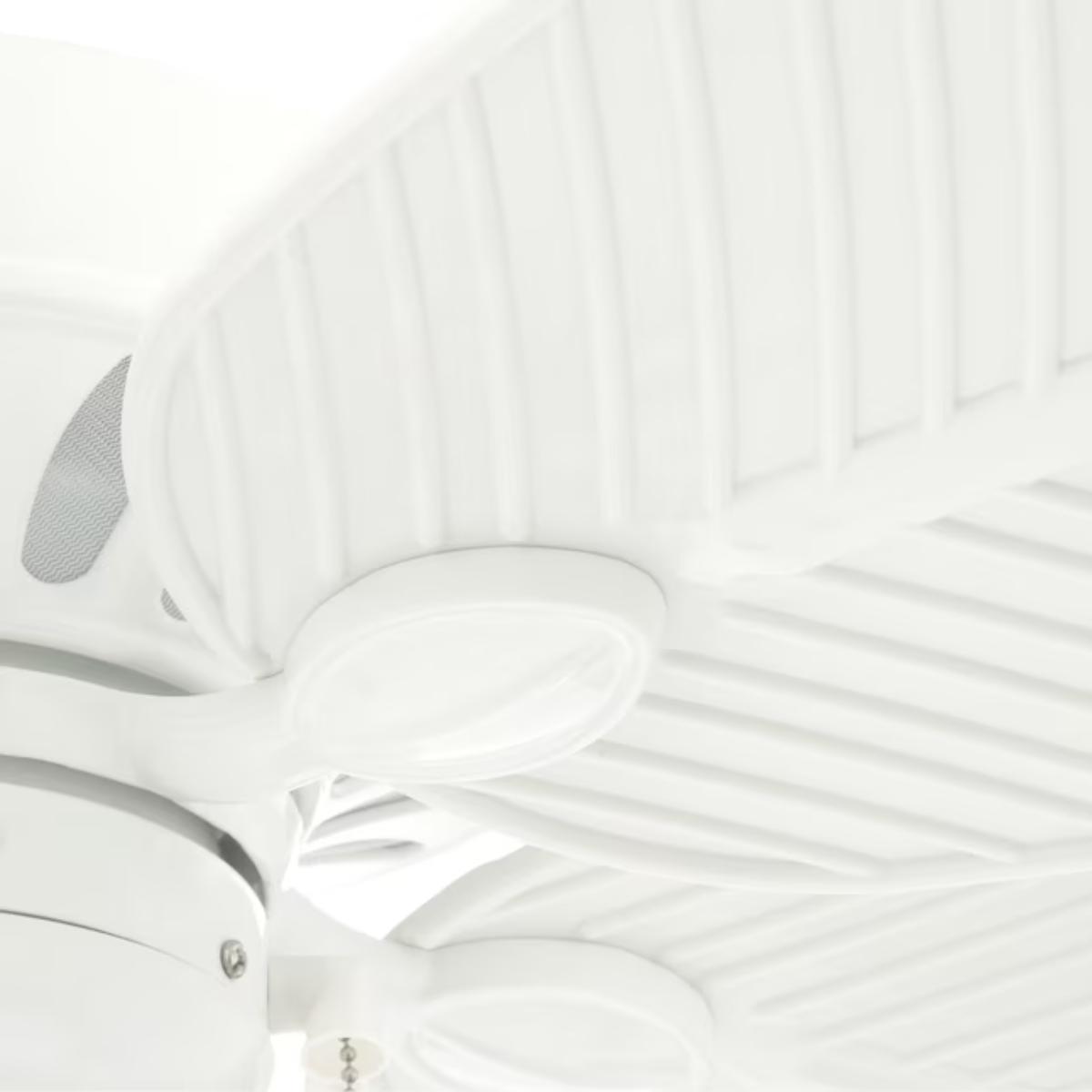 Cruise 52 In. Outdoor Tropical Leaf Blades Ceiling Fan with Pull Chain, White Finish - Bees Lighting