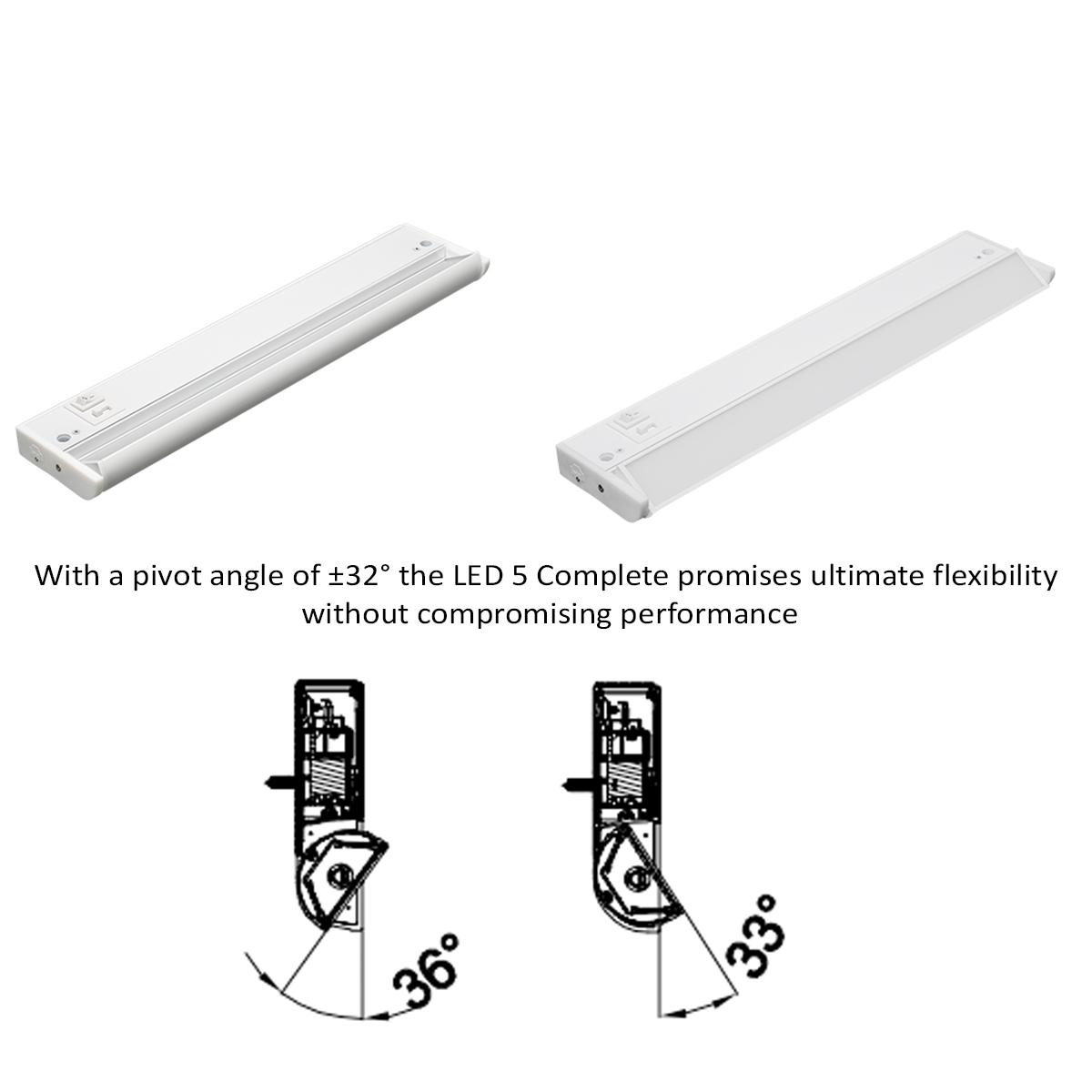 LED 5-Complete 10" Under Cabinet LED Light, Selectable CCT, 7 Watts, 120V, White