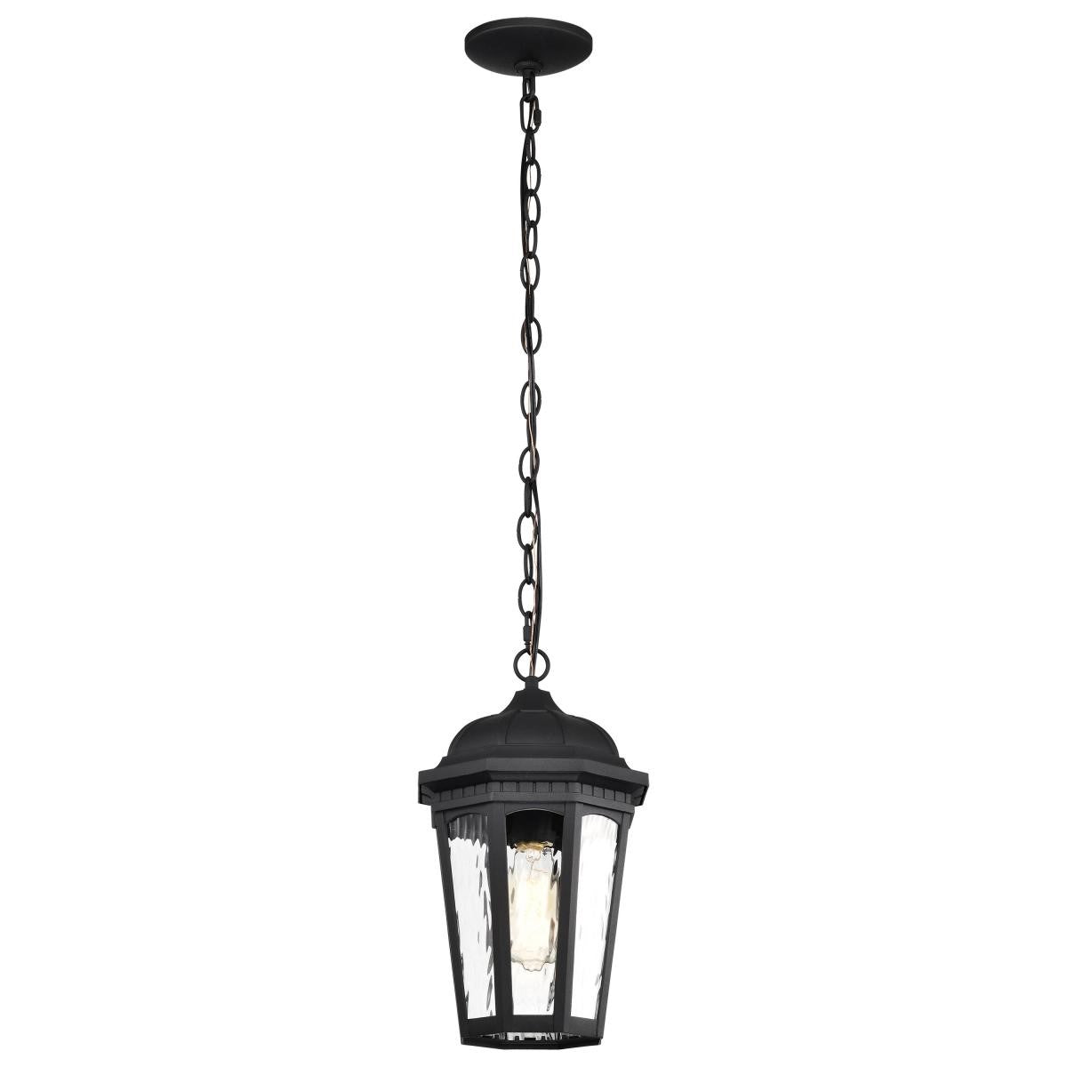 East River 15" Outdoor Hanging Light, Matte Black Finish