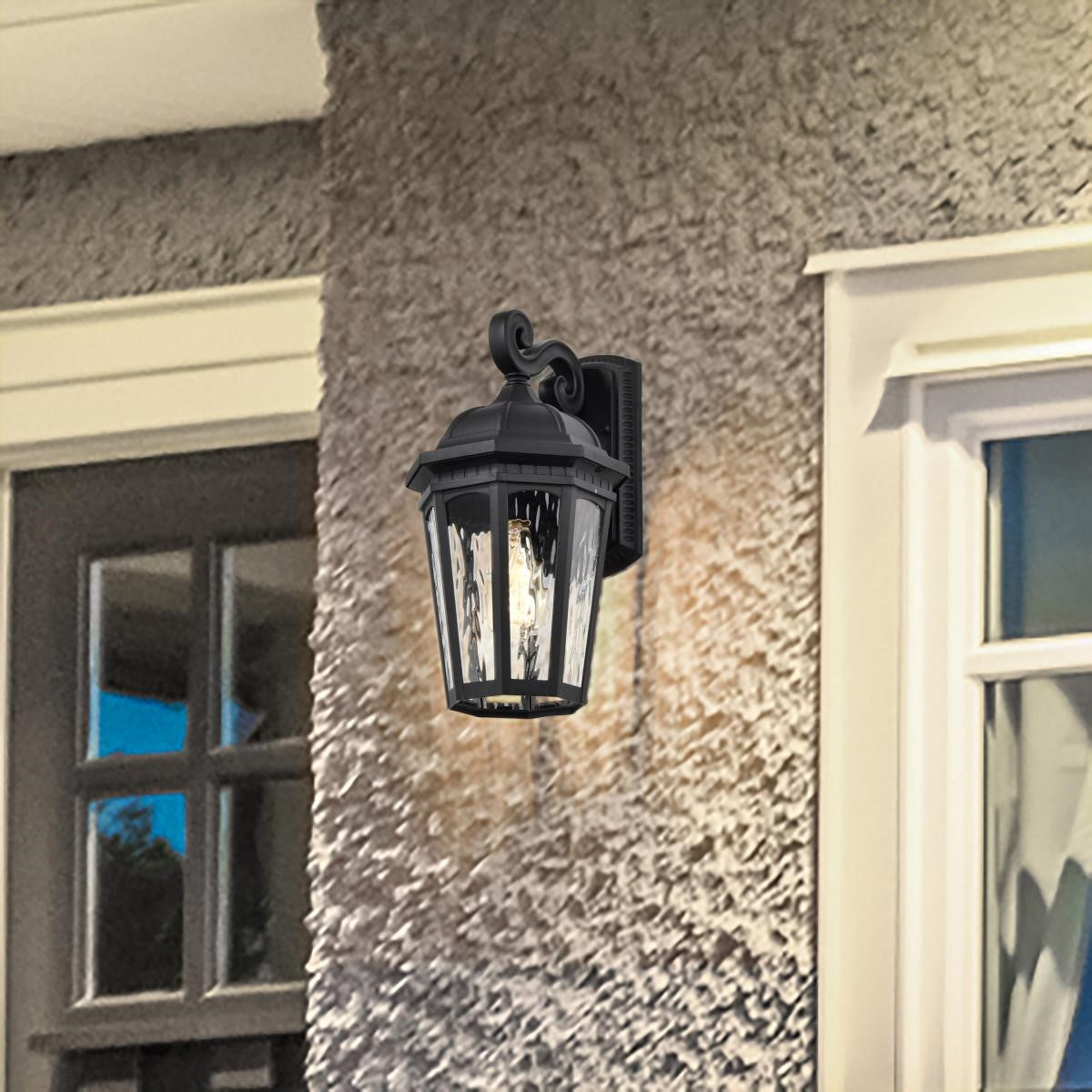 East River 16" Outdoor Wall Light, Matte Black Finish