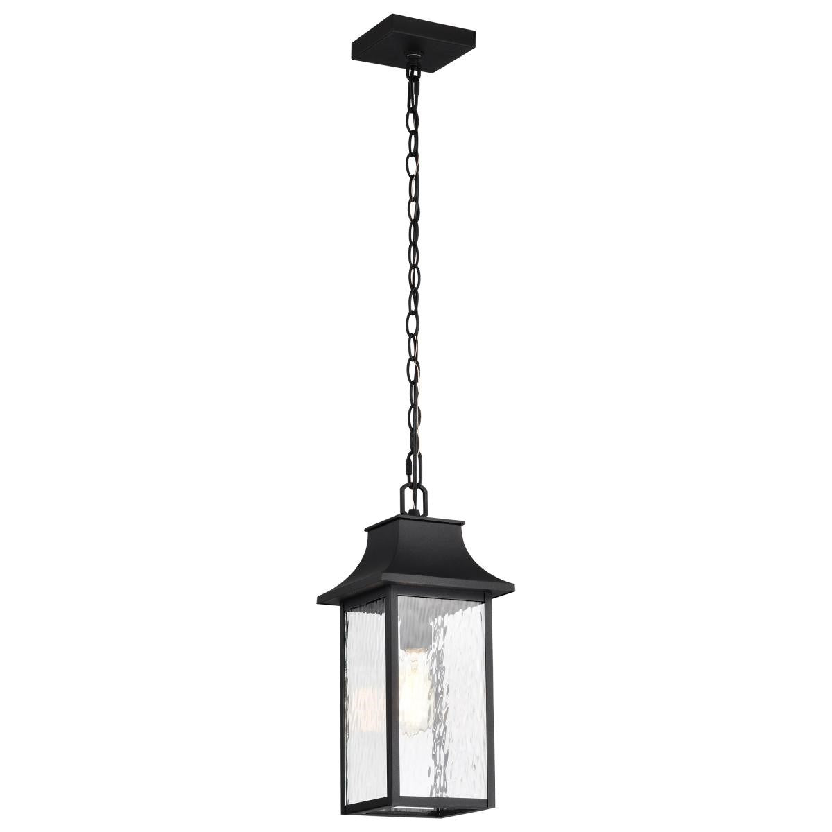 Austen 17" Outdoor Hanging Light, Matte Black Finish