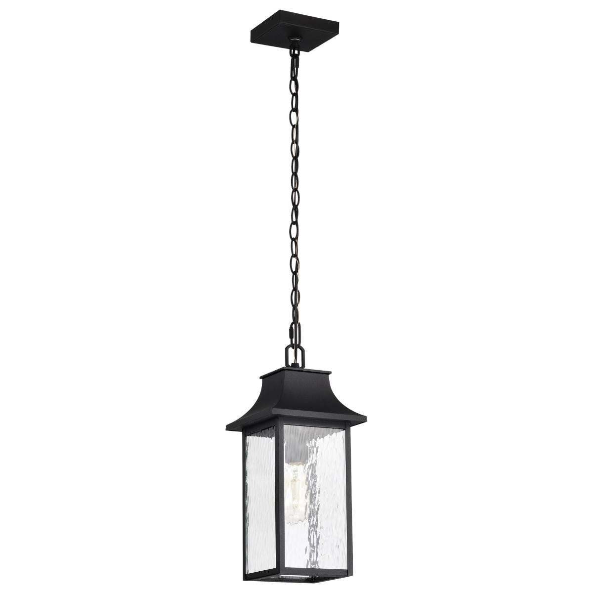 Austen 17" Outdoor Hanging Light, Matte Black Finish