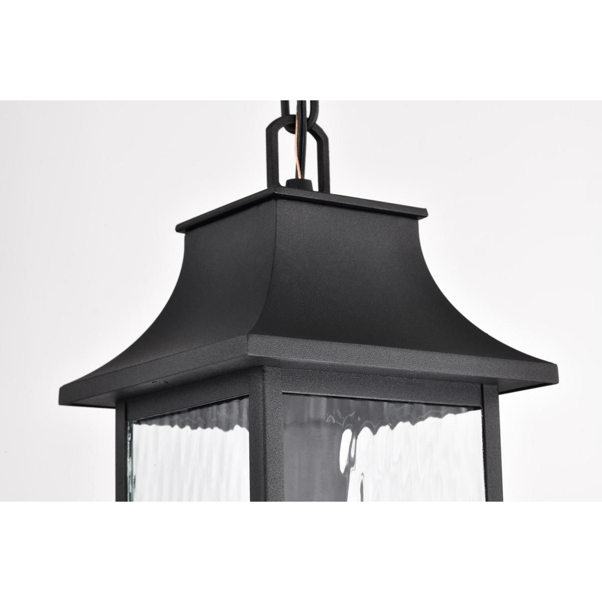 Austen 17" Outdoor Hanging Light, Matte Black Finish