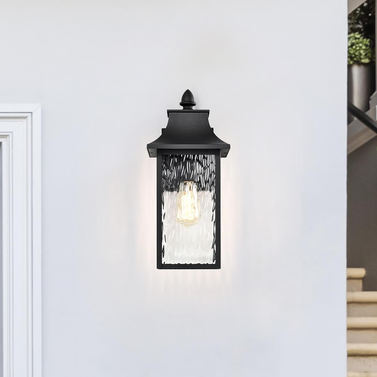 Austen Outdoor Wall Light, Matte Black Finish