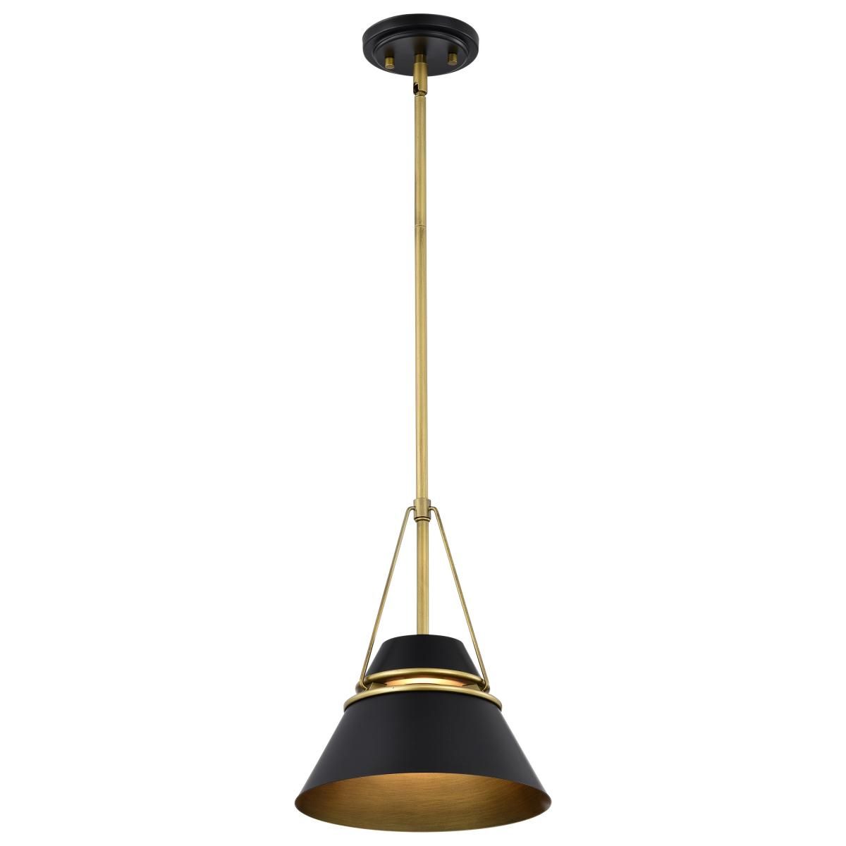 Adina 10 in. Pendant Light Matte Black and Natural Brass Finish