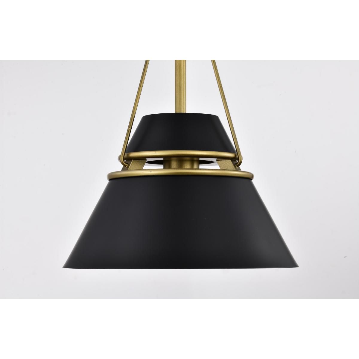 Adina 10 in. Pendant Light Matte Black and Natural Brass Finish