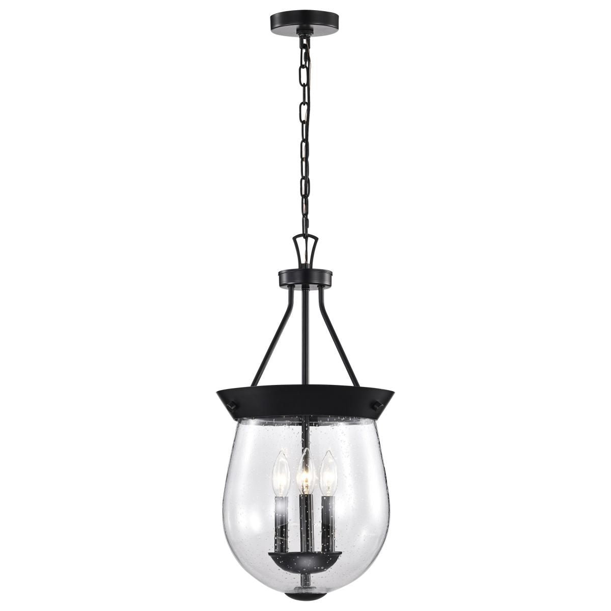 Boliver 12 in. 3 lights Pendant Light Matte Black Finish