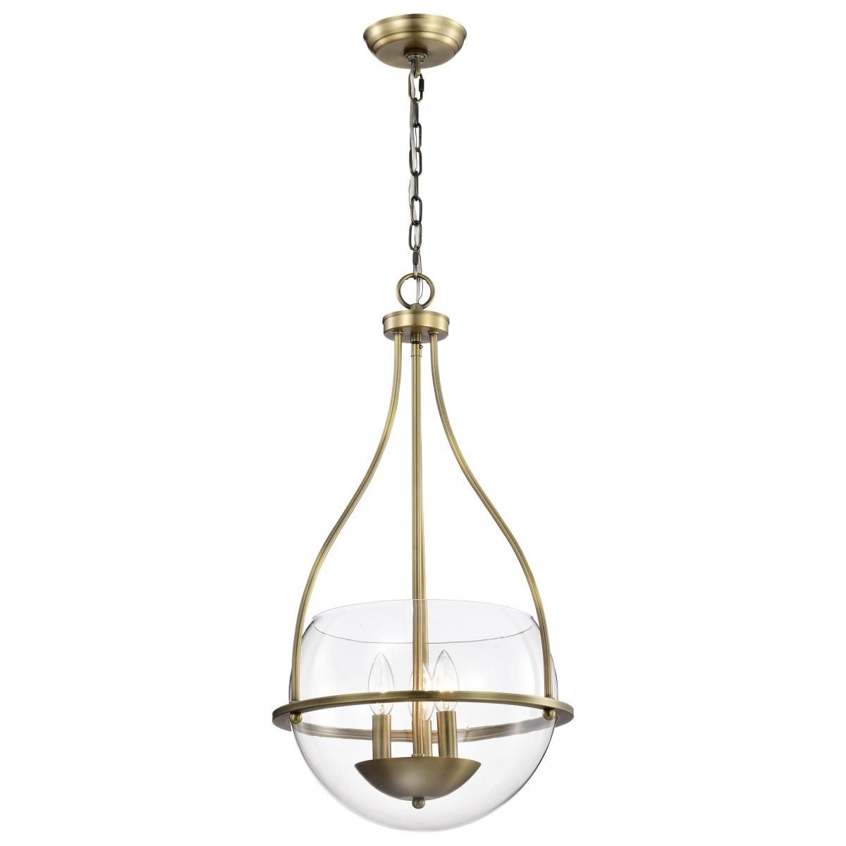 Amado 14 in. 3 lights Pendant Light Vintage Brass Finish