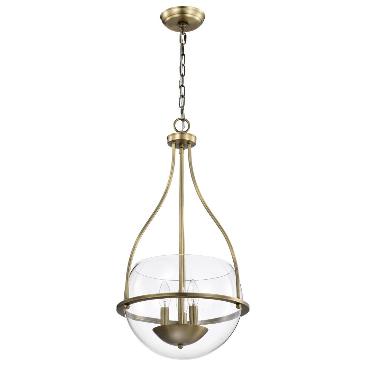 Amado 14 in. 3 lights Pendant Light Vintage Brass Finish