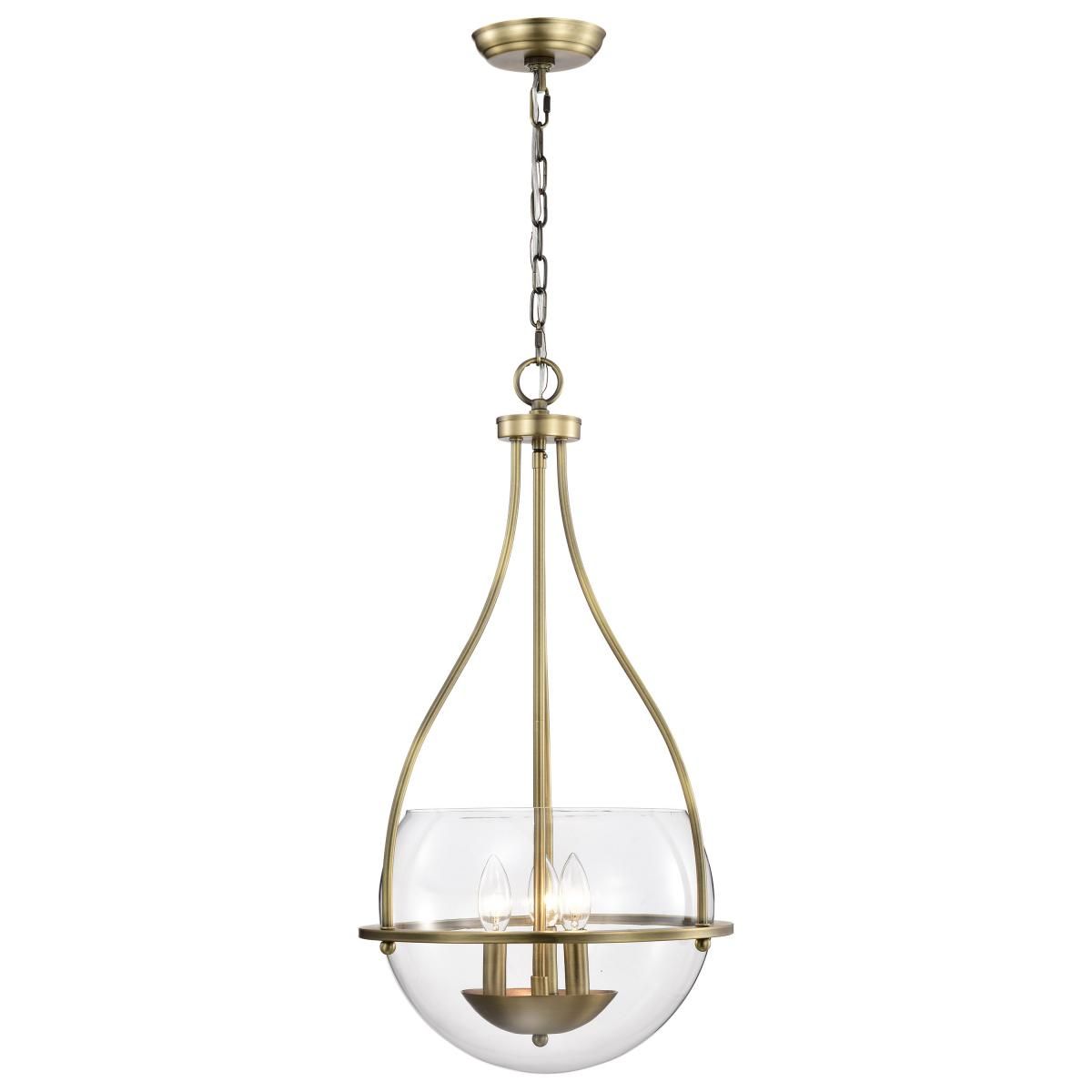 Amado 14 in. 3 lights Pendant Light Vintage Brass Finish