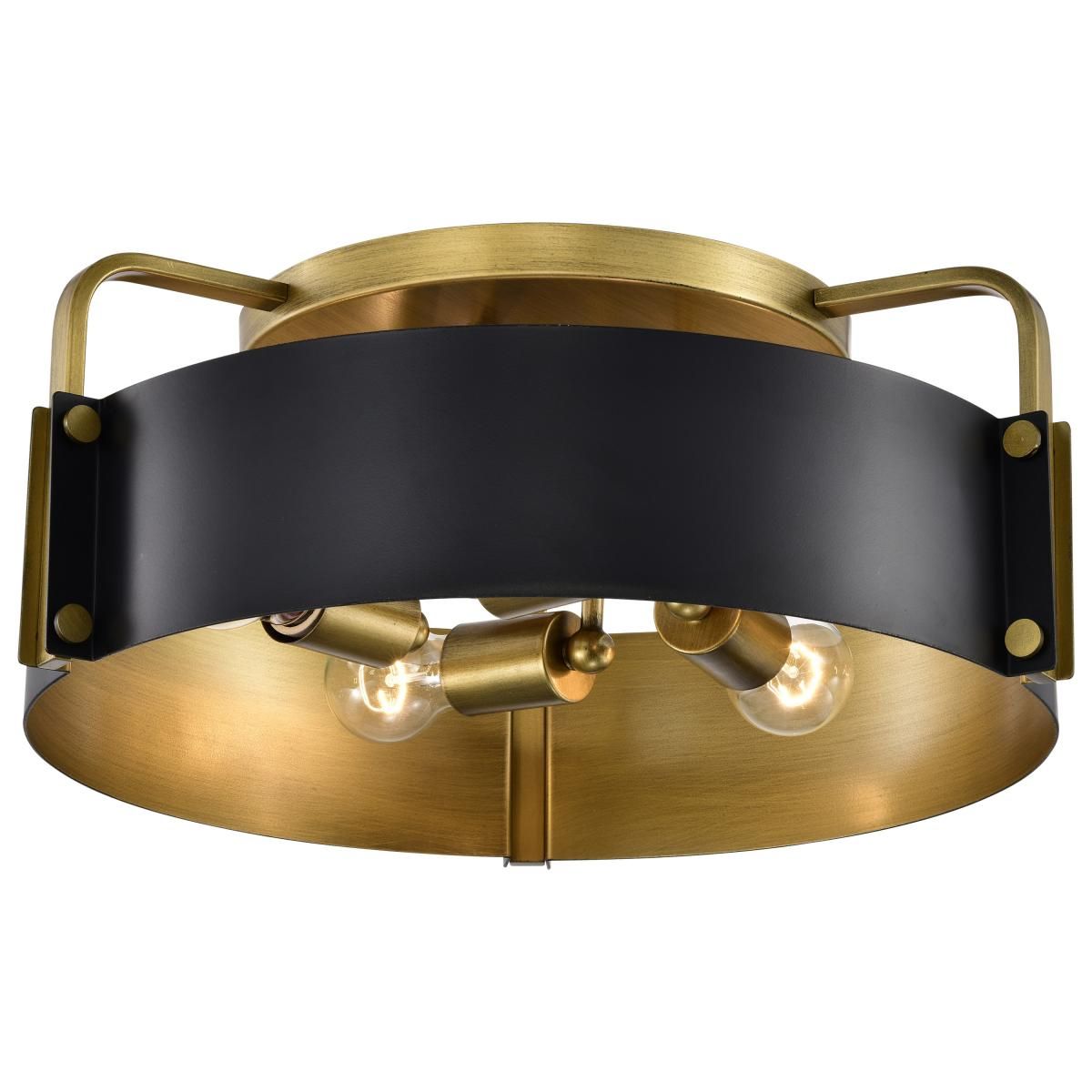 Altos 18 in. 4 lights Semi-flush Mount Light Matte Black and Natural Brass Finish