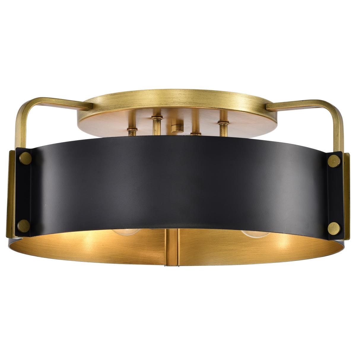 Altos 18 in. 4 lights Semi-flush Mount Light Matte Black and Natural Brass Finish