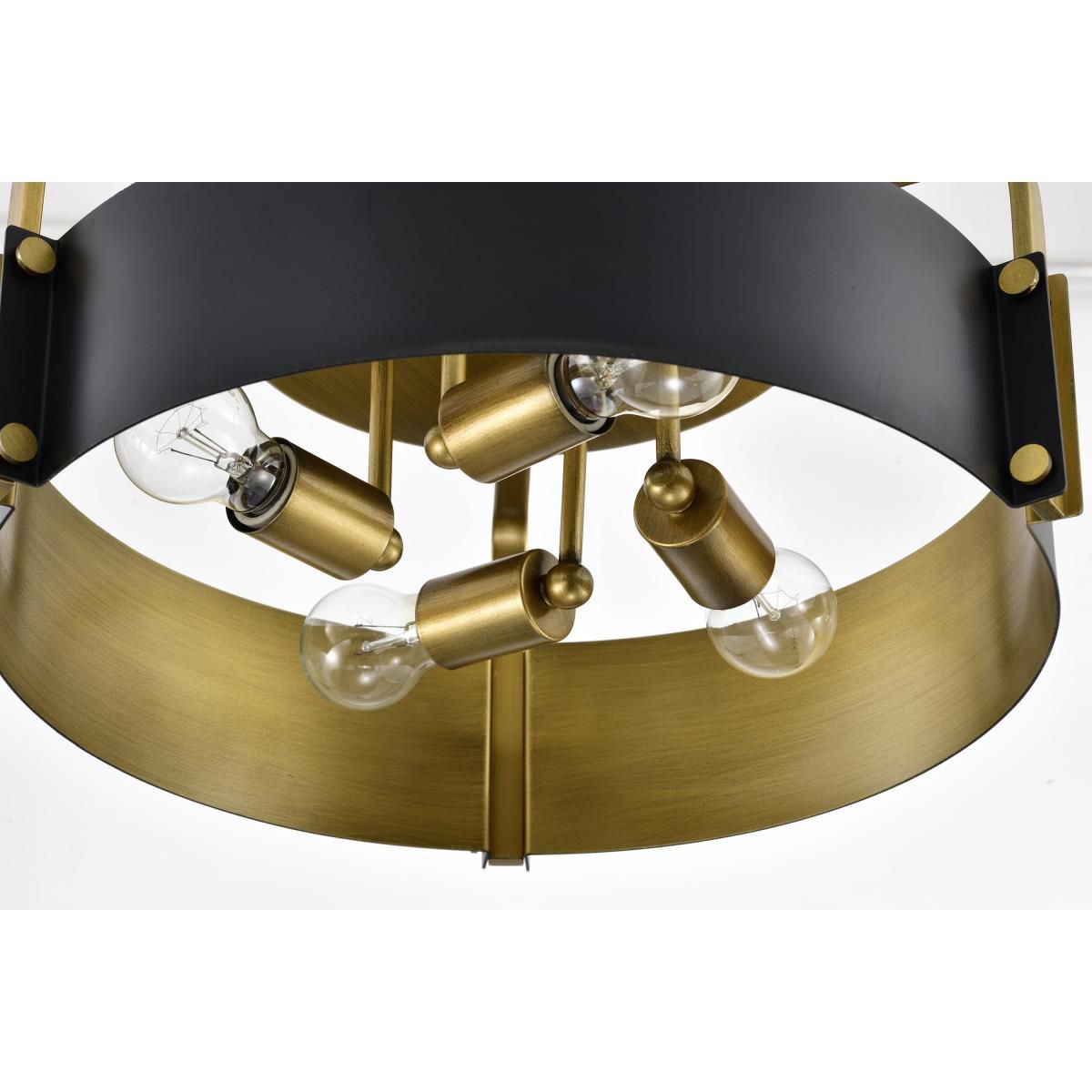 Altos 18 in. 4 lights Semi-flush Mount Light Matte Black and Natural Brass Finish