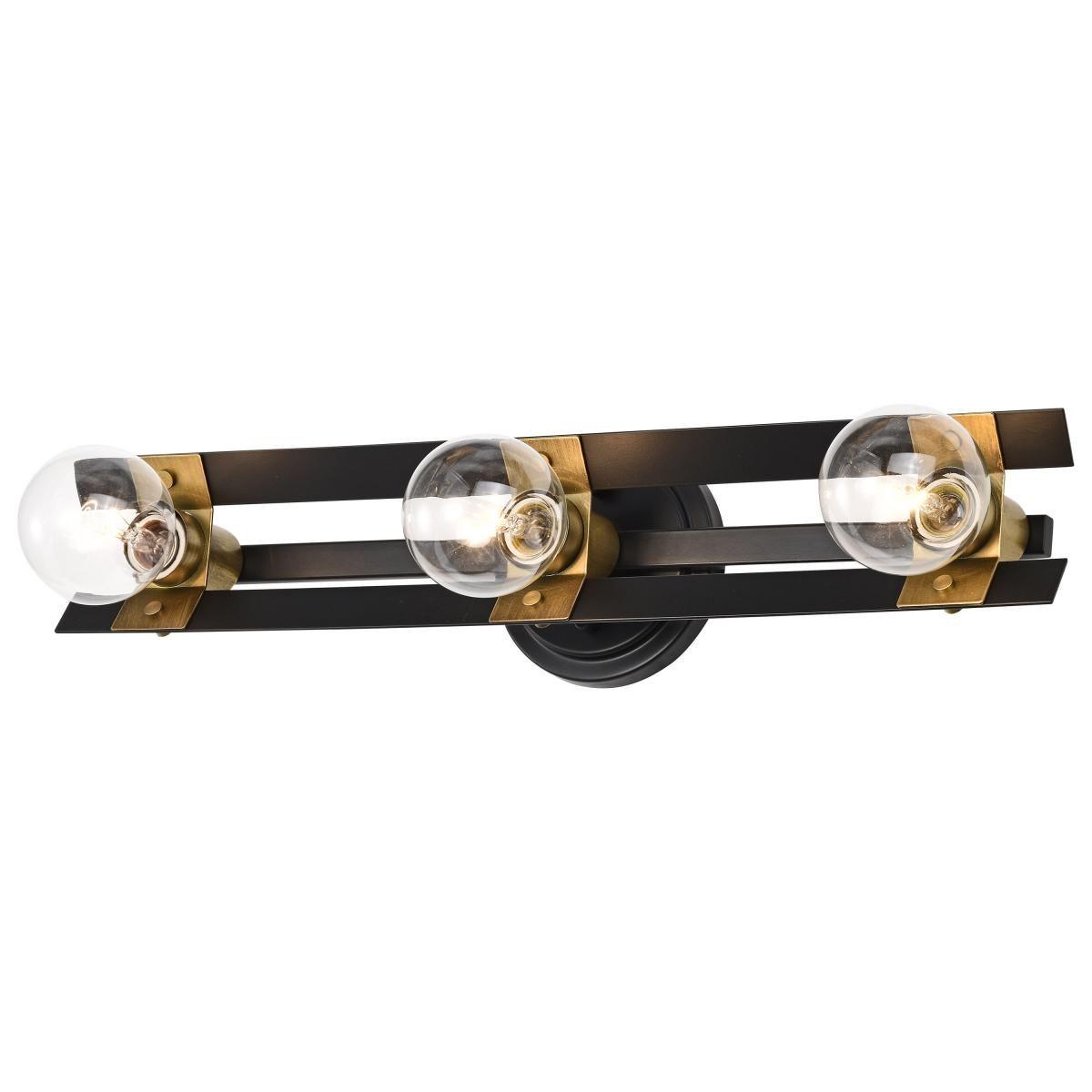 Marsden 22 in. 3 lights Bathroom Vanity Light Matte Black and Natural Brass Finish - Bees Lighting