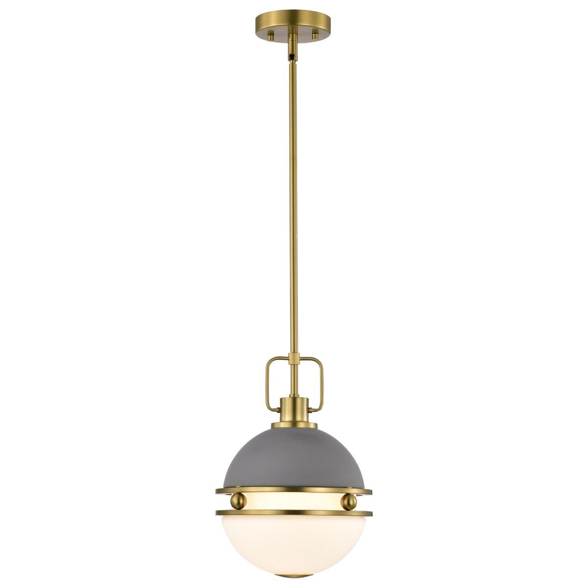 Everton 10 in. Pendant Light Matte Gray and Vintage Brass Finish