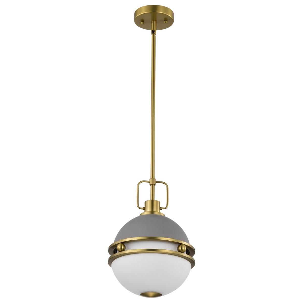 Everton 10 in. Pendant Light Matte Gray and Vintage Brass Finish