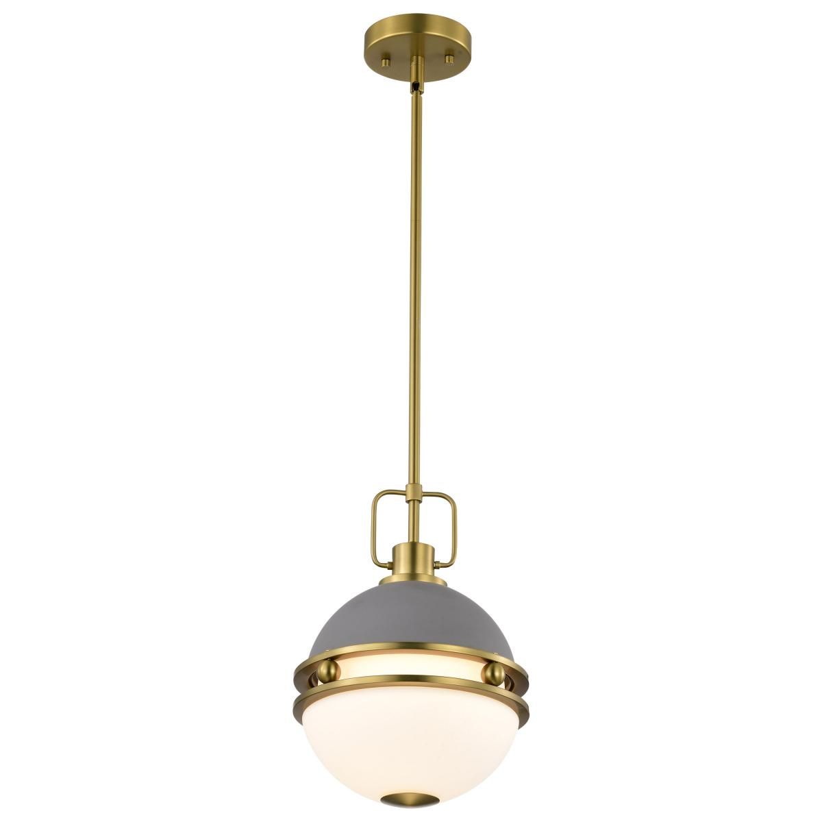 Everton 10 in. Pendant Light Matte Gray and Vintage Brass Finish