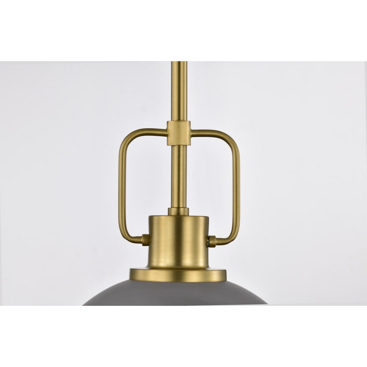 Everton 10 in. Pendant Light Matte Gray and Vintage Brass Finish