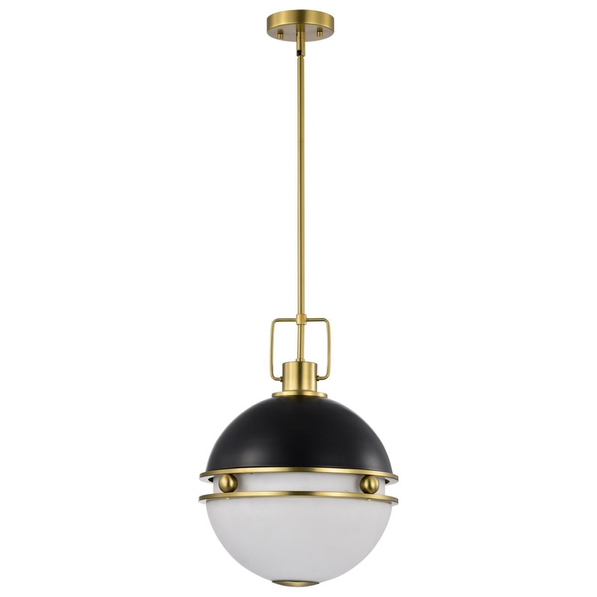 Everton 14 in. 2 lights Pendant Light Matte Black and Vintage Brass Finish