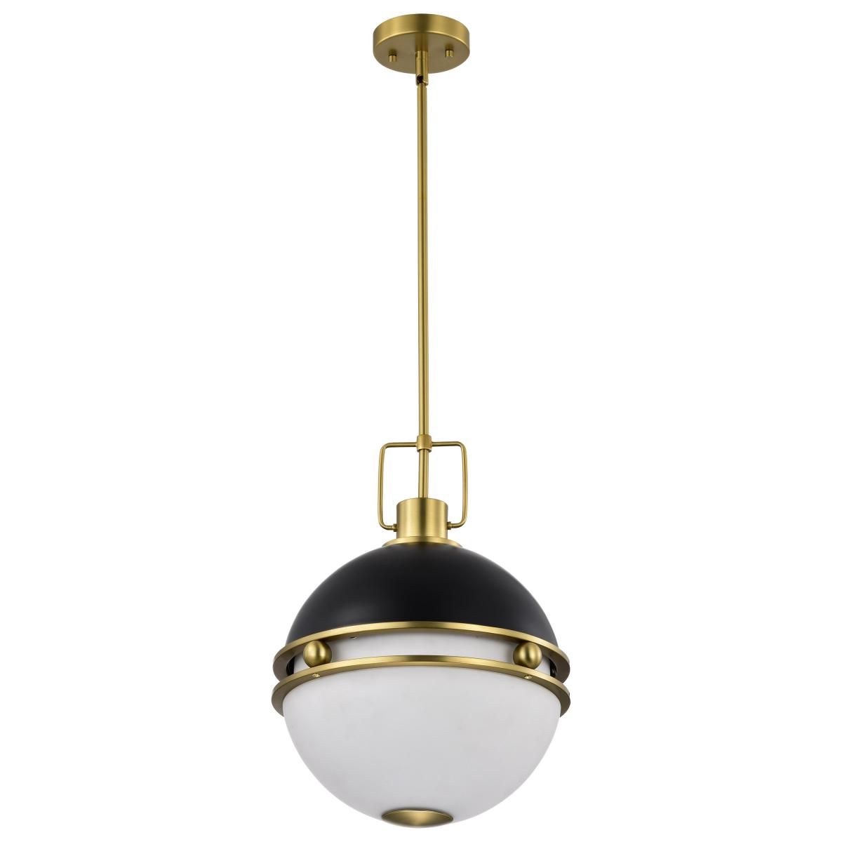 Everton 14 in. 2 lights Pendant Light Matte Black and Vintage Brass Finish