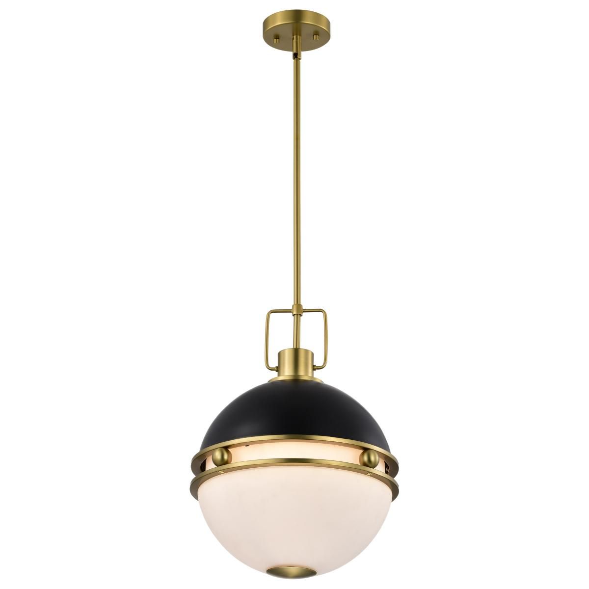 Everton 14 in. 2 lights Pendant Light Matte Black and Vintage Brass Finish