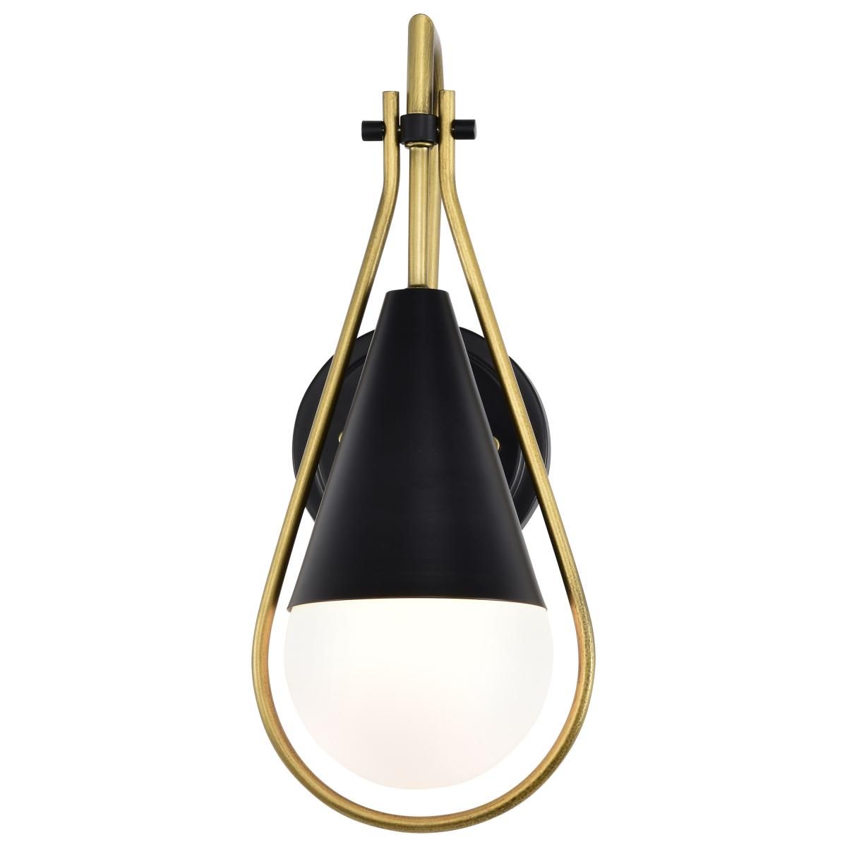 Admiral 15 in. Wall Sconce Matte Black and Natural Brass Finish