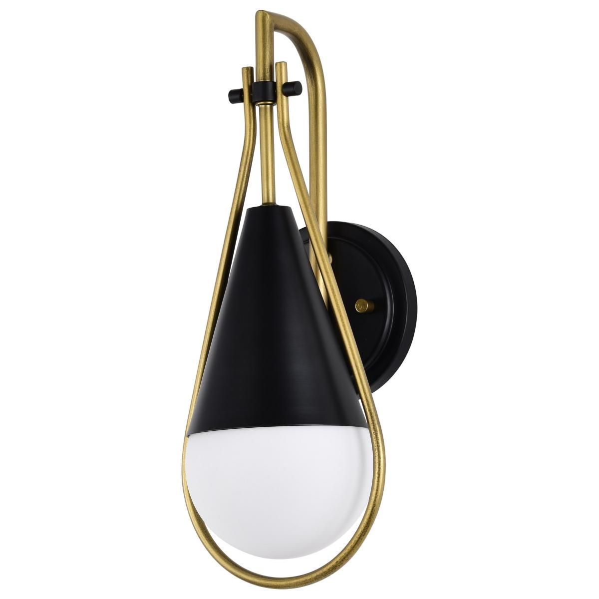 Admiral 15 in. Wall Sconce Matte Black and Natural Brass Finish