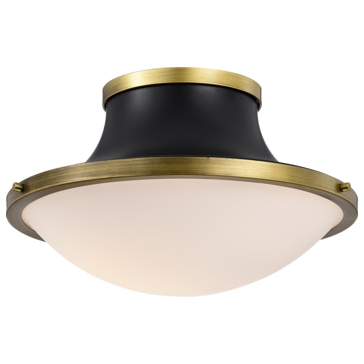 Lafayette 18 in. 3 lights Flush Mount Light Matte Black and Natural Brass Finish