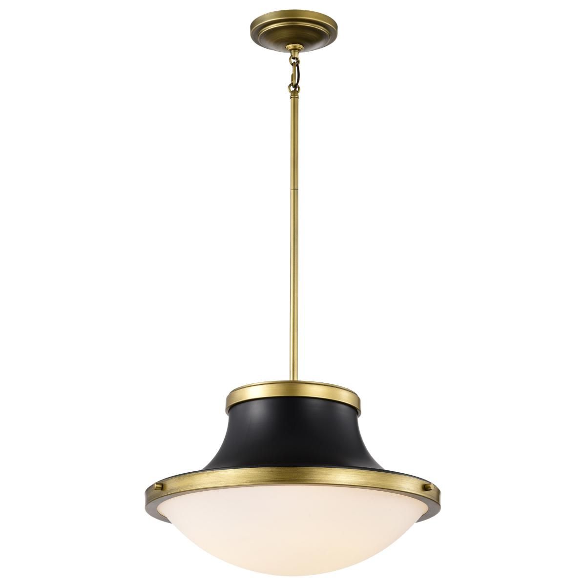 Lafayette 18 in. 3 lights Pendant Light Matte Black and Natural Brass Finish