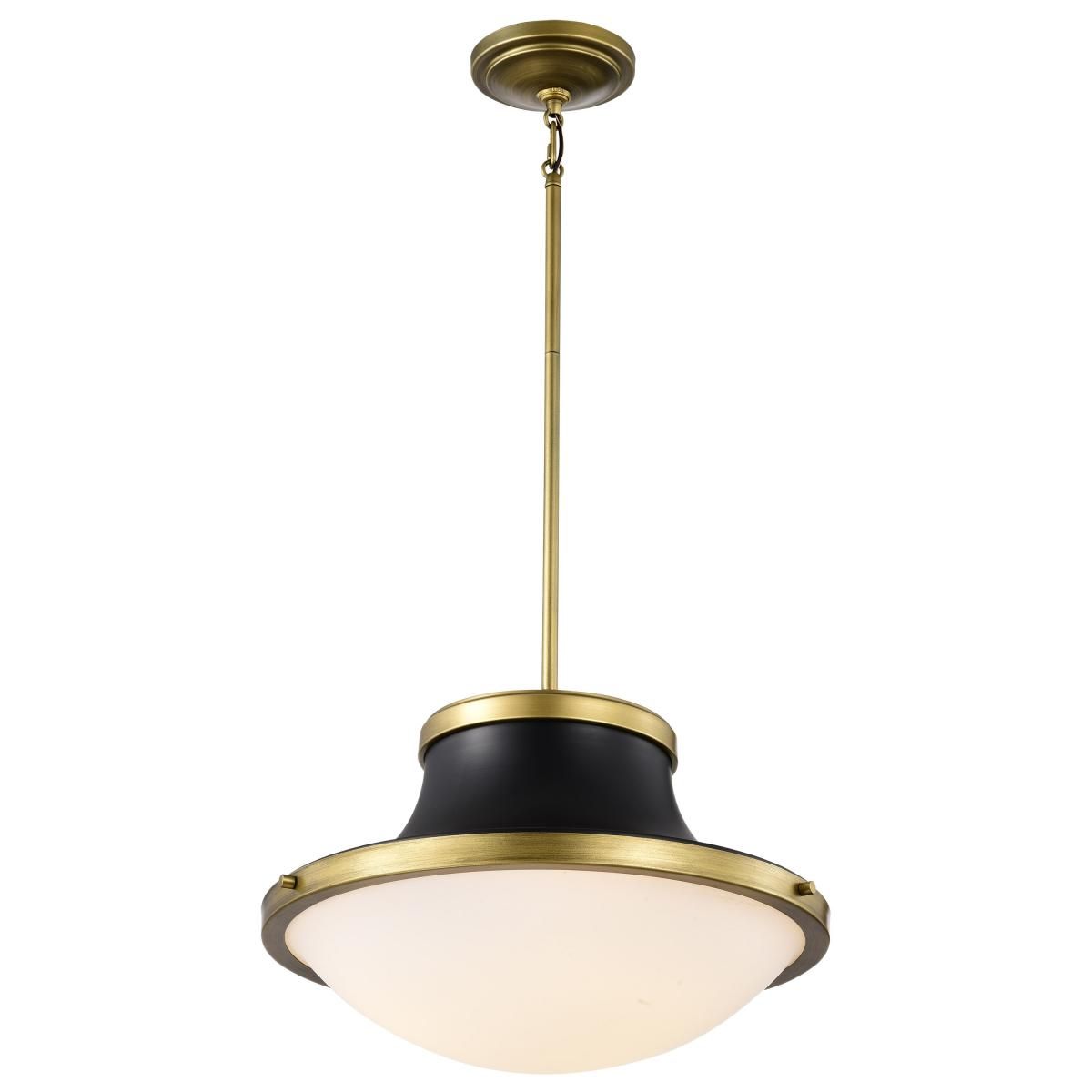 Lafayette 18 in. 3 lights Pendant Light Matte Black and Natural Brass Finish