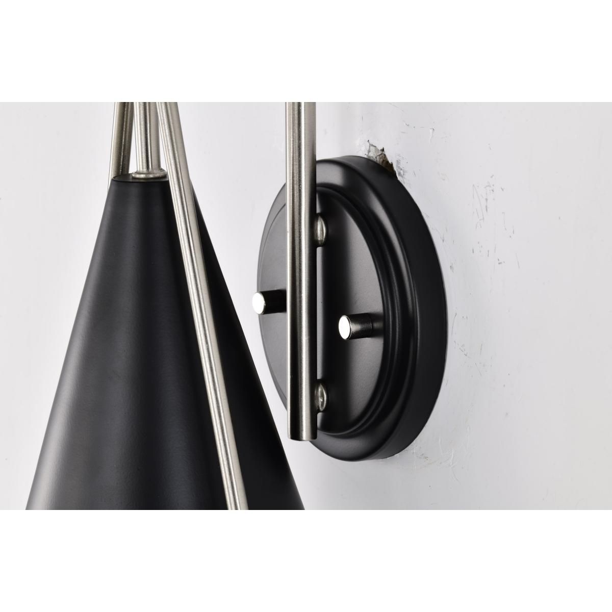 Admiral 15 in. Wall Sconce Matte Black and Brushed Nickel Finish