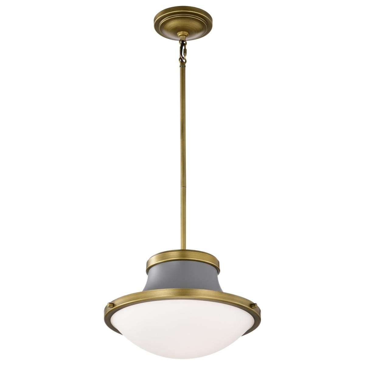 Lafayette 14 in. Pendant Light Matte Gray and Natural Brass Finish