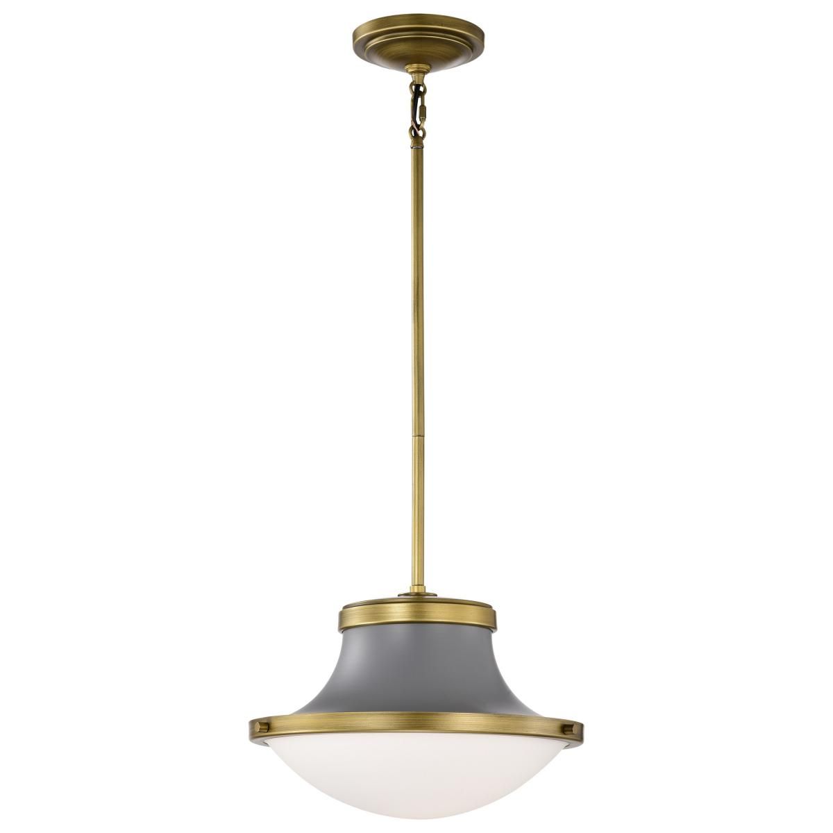 Lafayette 14 in. Pendant Light Matte Gray and Natural Brass Finish