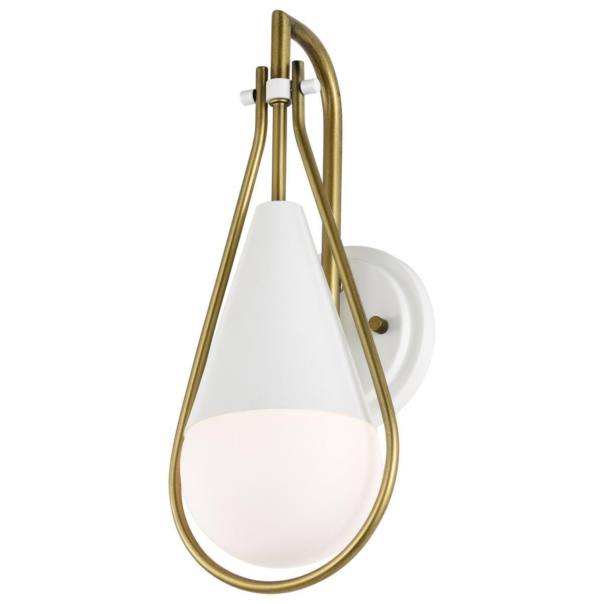 Admiral 15 in. Wall Sconce Matte White and Natural Brass Finish - Bees Lighting