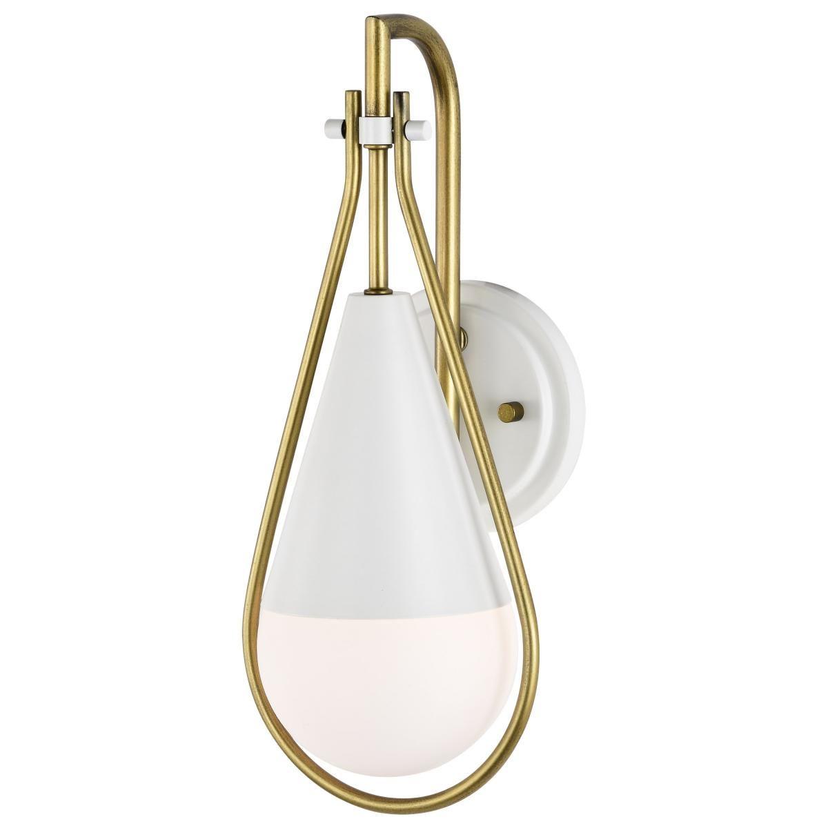 Admiral 15 in. Wall Sconce Matte White and Natural Brass Finish - Bees Lighting