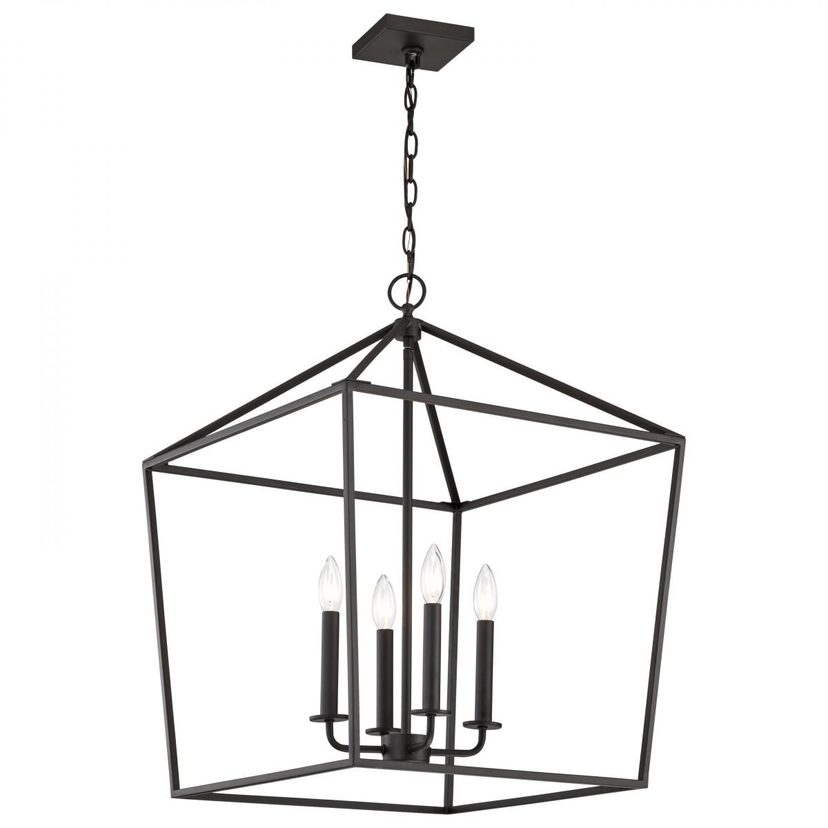 Emma 17 in. 4 lights Pendant Light Matte Black Finish