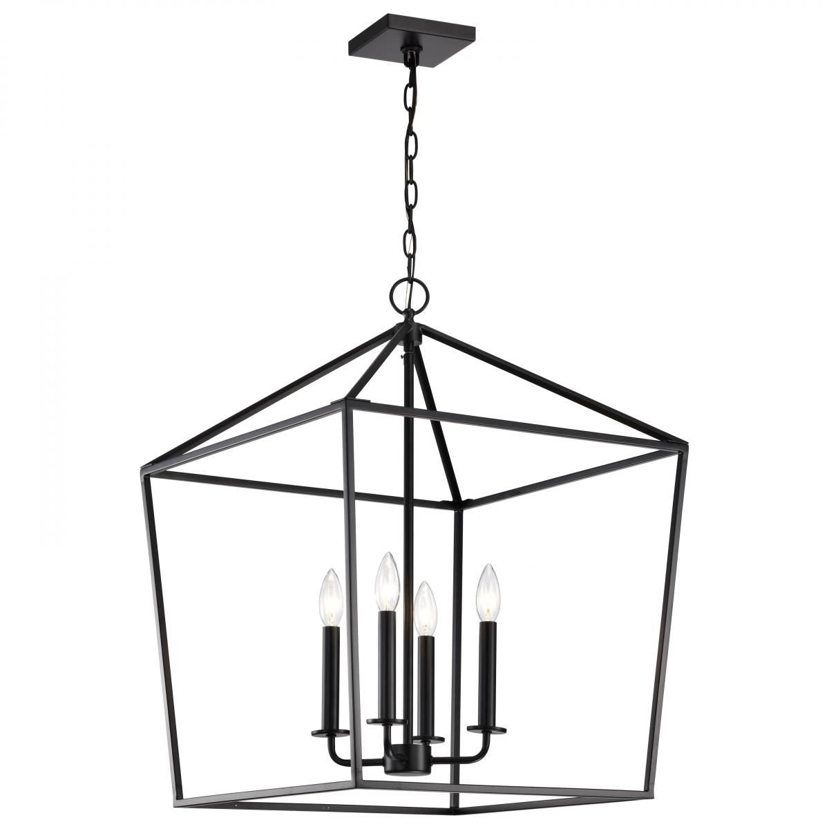 Emma 20 in. 4 lights Pendant Light Matte Black Finish