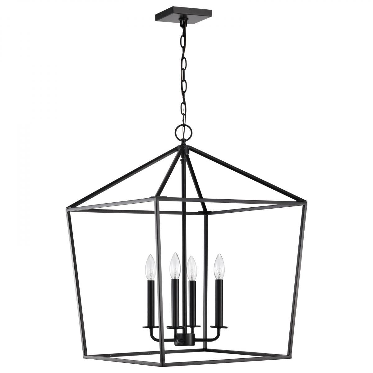 Emma 20 in. 4 lights Pendant Light Matte Black Finish