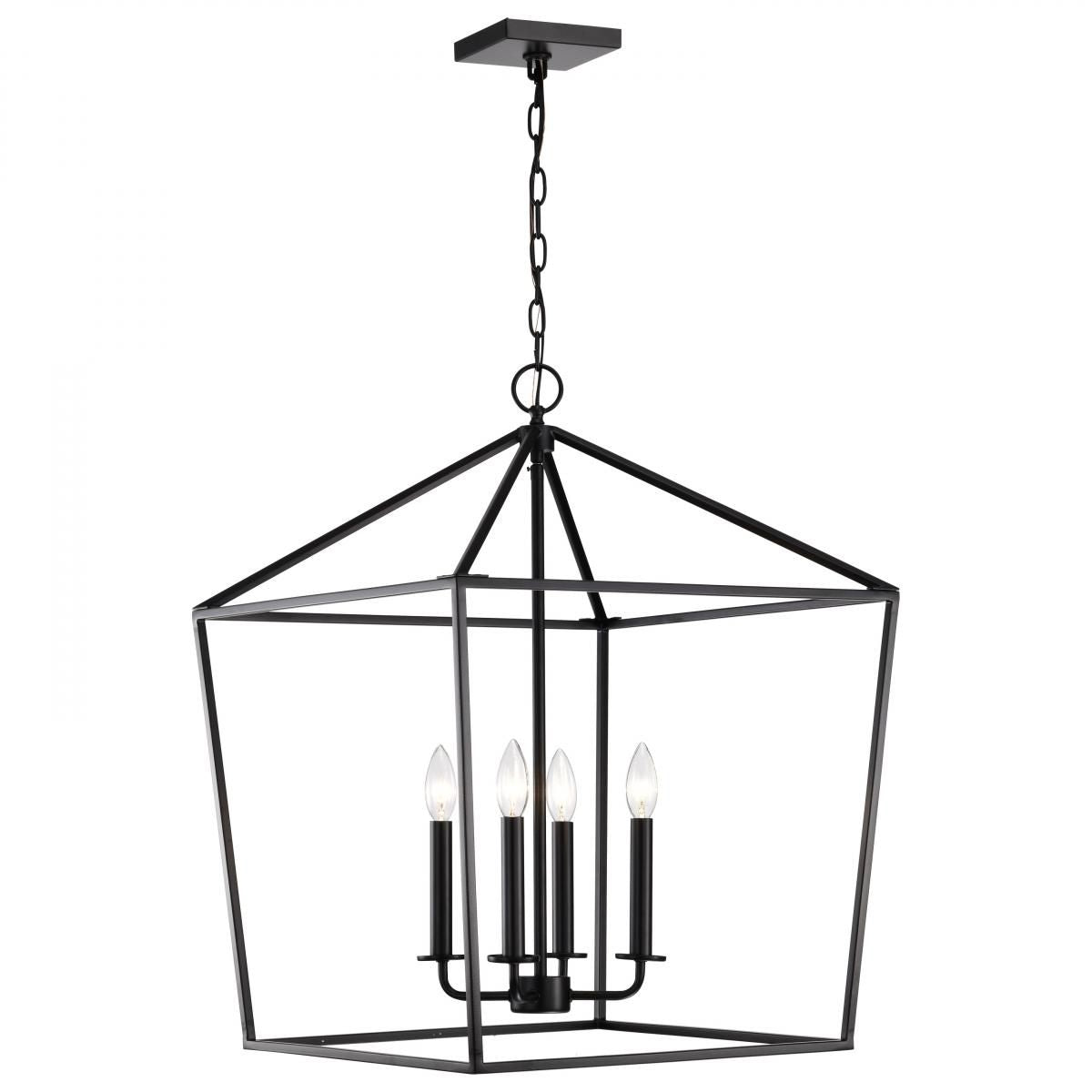 Emma 20 in. 4 lights Pendant Light Matte Black Finish