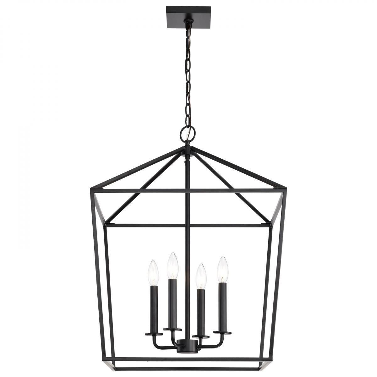 Emma 20 in. 4 lights Pendant Light Matte Black Finish