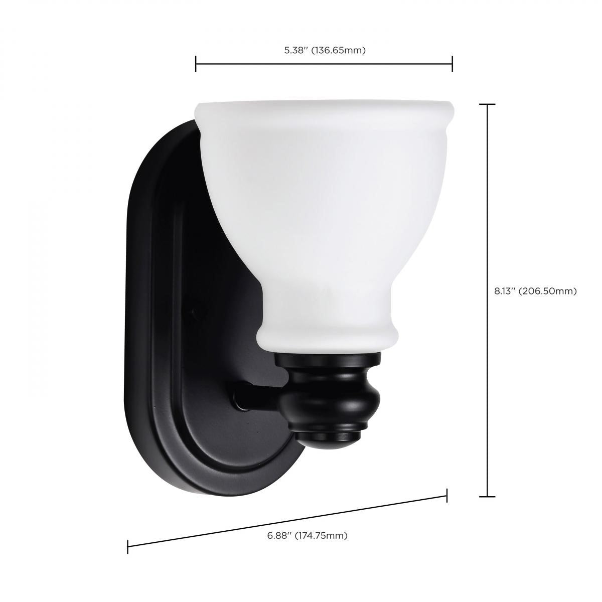 Russel 8" Bathroom Vanity Light, Matte Black Finish