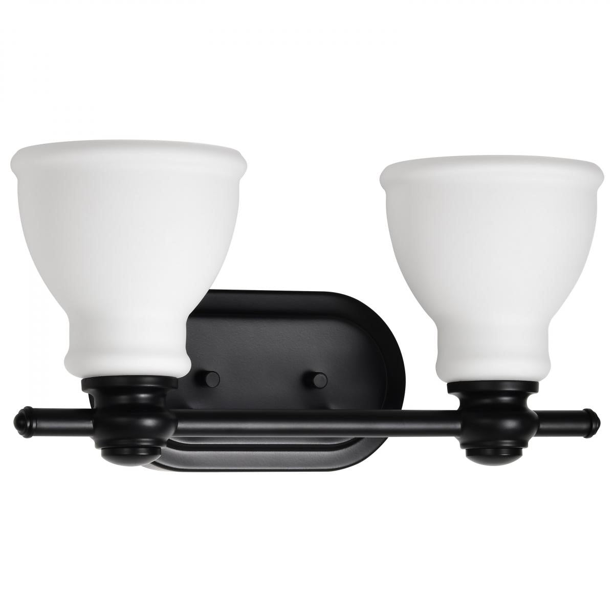 Russel 15" 2 Lights Bathroom Vanity Light, Matte Black Finish