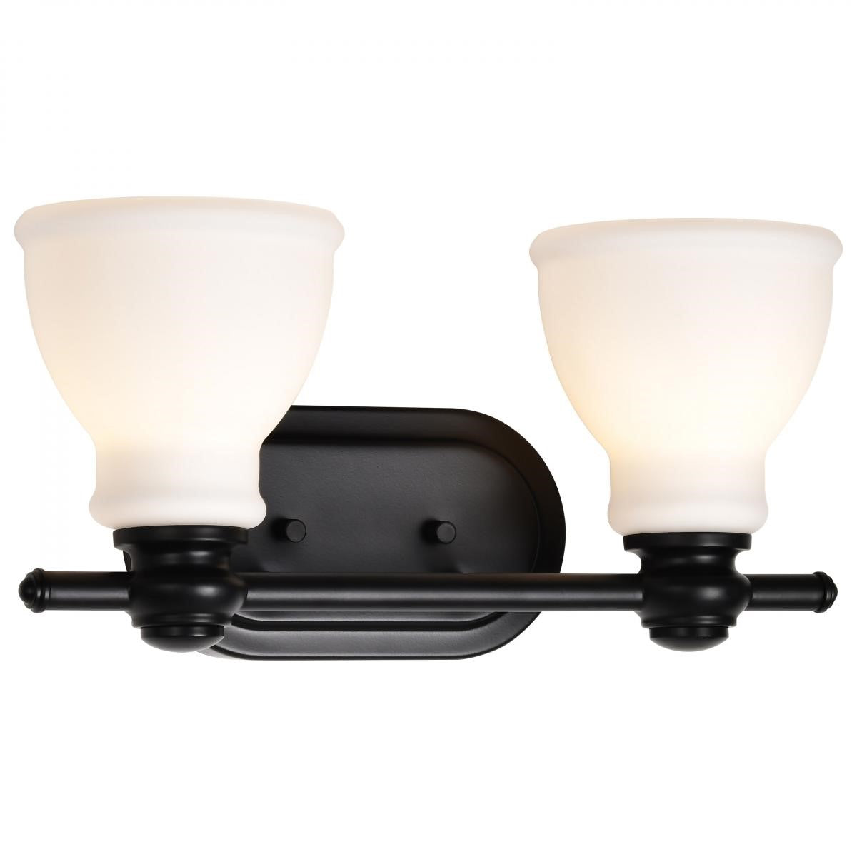 Russel 15" 2 Lights Bathroom Vanity Light, Matte Black Finish