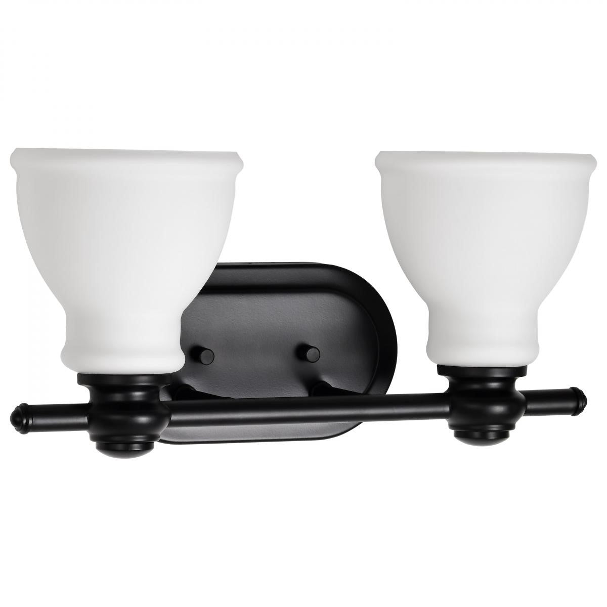 Russel 15" 2 Lights Bathroom Vanity Light, Matte Black Finish