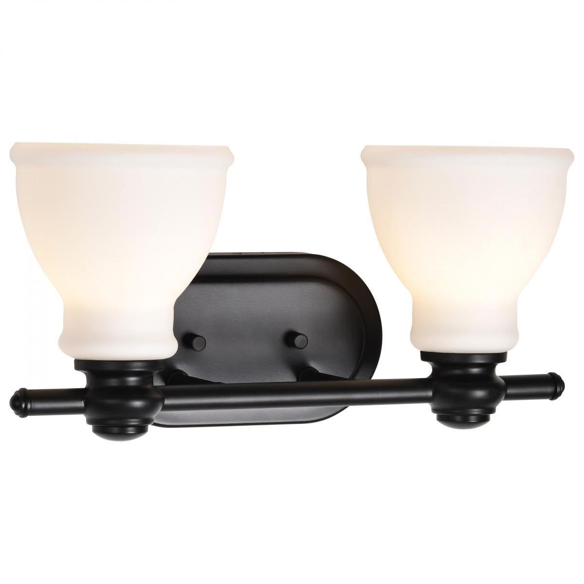 Russel 15" 2 Lights Bathroom Vanity Light, Matte Black Finish