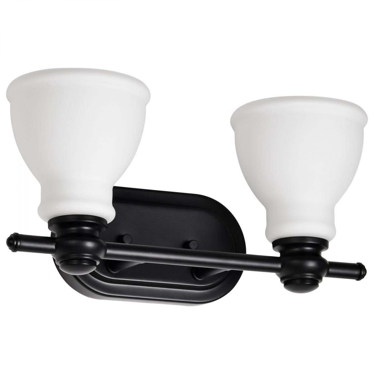 Russel 15" 2 Lights Bathroom Vanity Light, Matte Black Finish