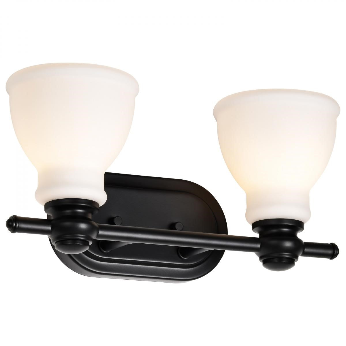 Russel 15" 2 Lights Bathroom Vanity Light, Matte Black Finish